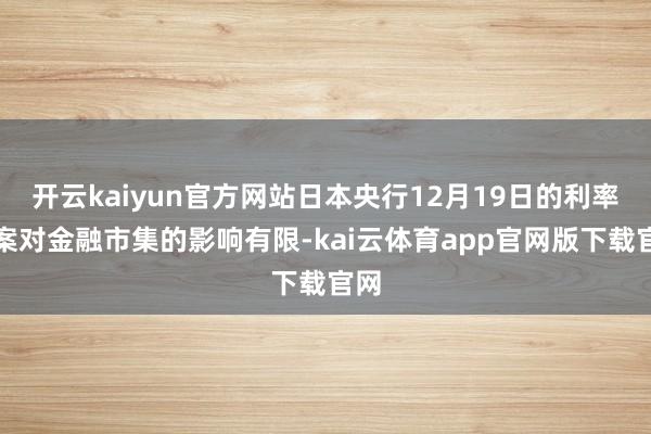 开云kaiyun官方网站日本央行12月19日的利率方案对金融市集的影响有限-kai云体育app官网版下载官网